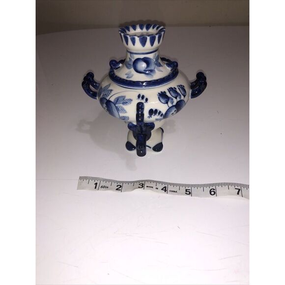 GZEL FROM RUSSIA  HANDMADE BLUE&WHITE RUSSIAN SAMOVAR - Picture 7 of 7